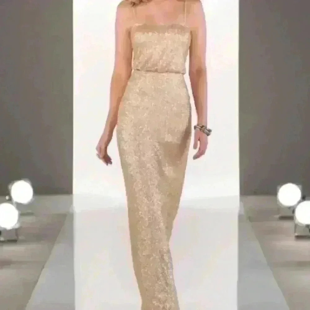 NWT Sorella Vita Gild Sequin Gown Rose Gold Size 8
